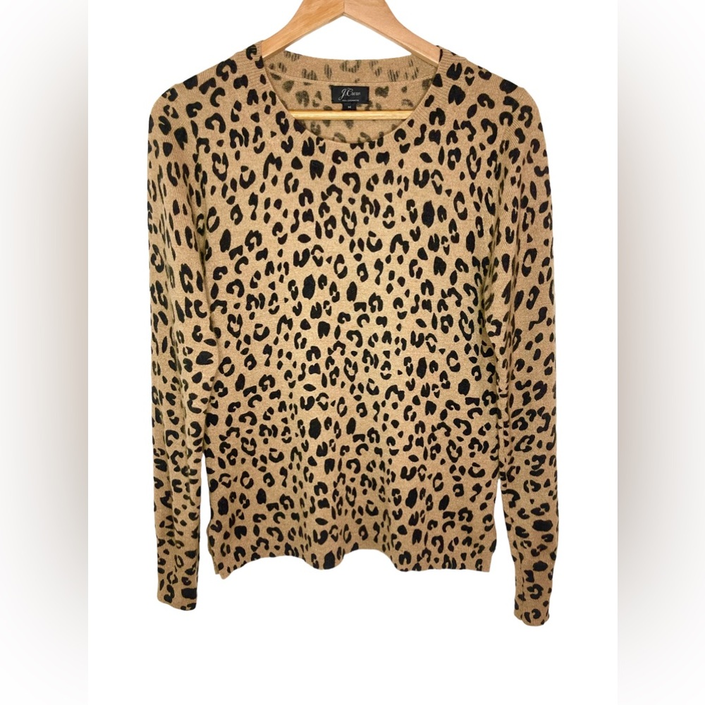 Jcrew 100% cashmere leopard print sweater, women’s medium